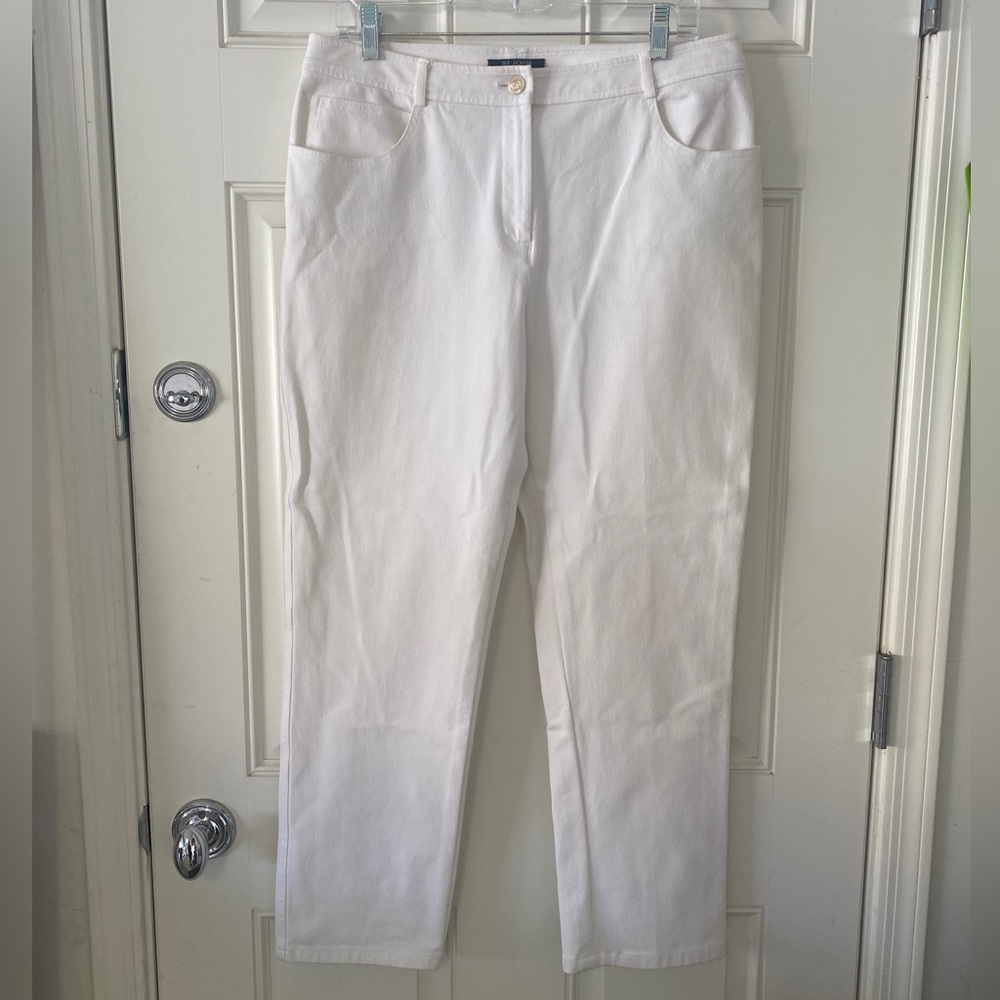 St John white denim pants